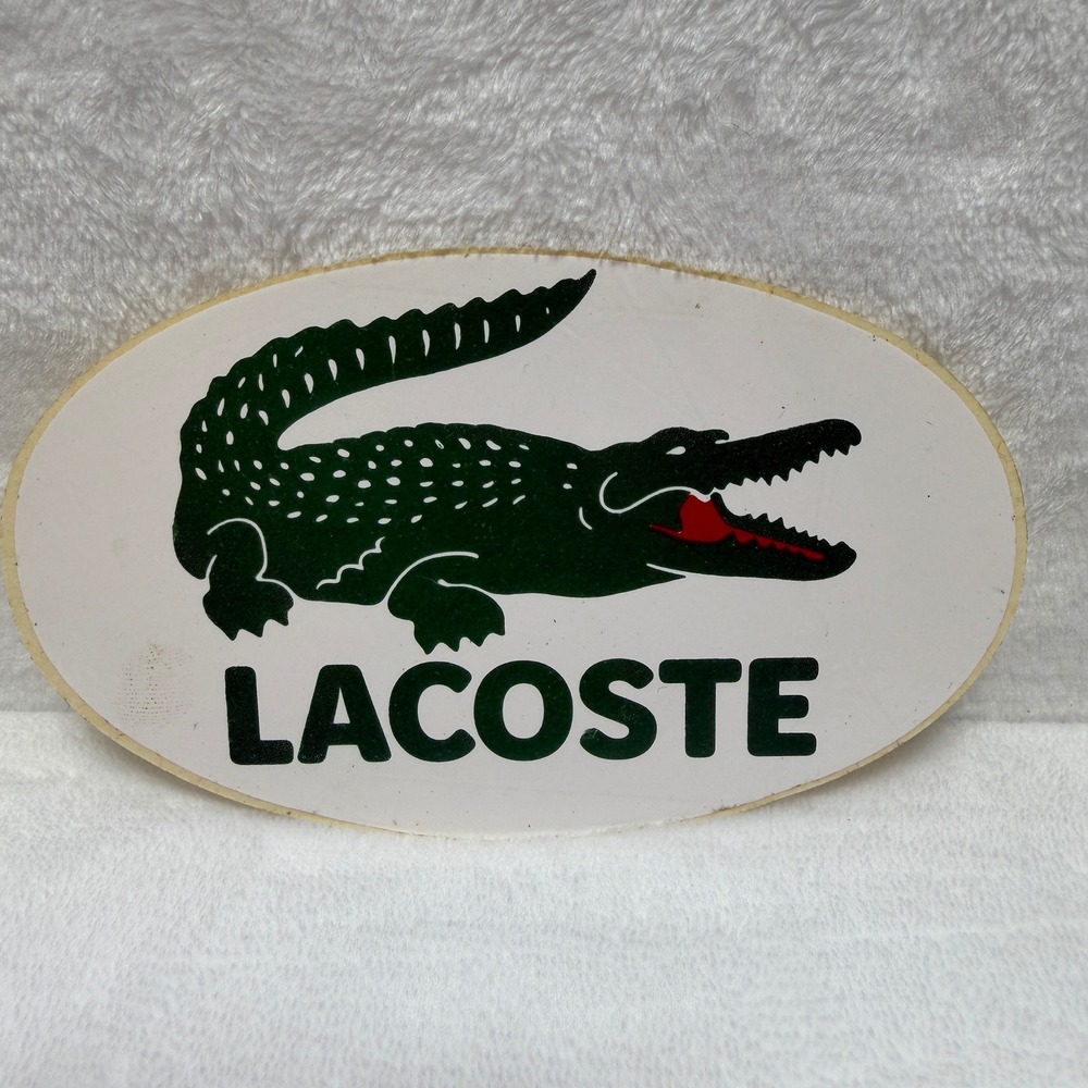 Vintage Lacoste Crocodile Logo Sticker Oval Alligator Decal White Green Black